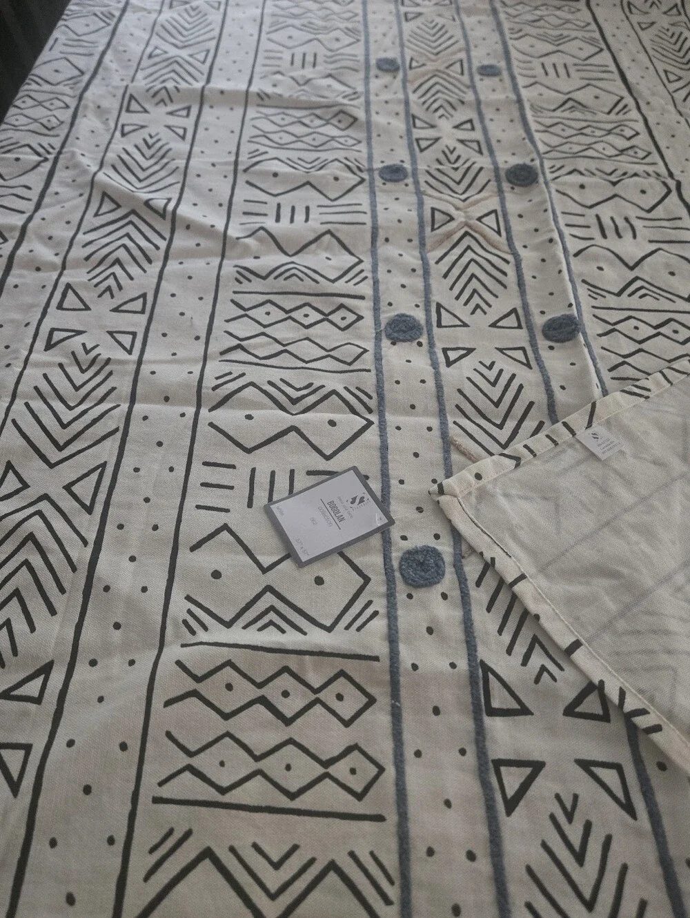 Geometric Malian Style Mudcloth - White